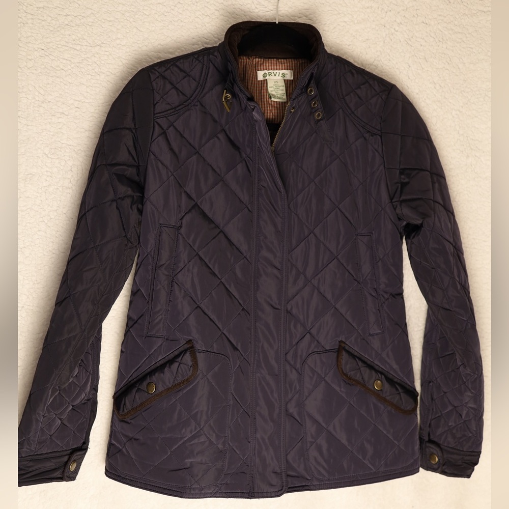 Orvis: Navy quilted riding jacket- women’s ex-small
